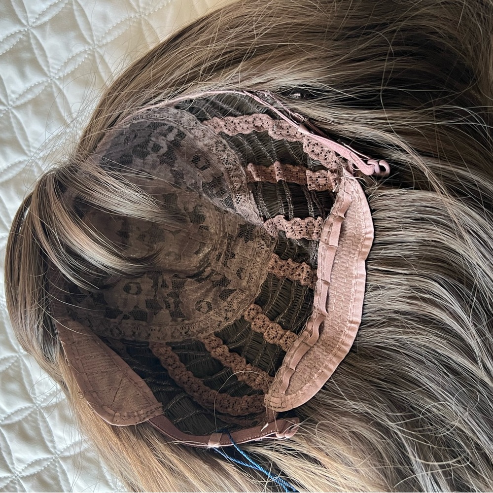 18 inches Ash Brown with Bangs Synthetic Hair. Heat Friendly.